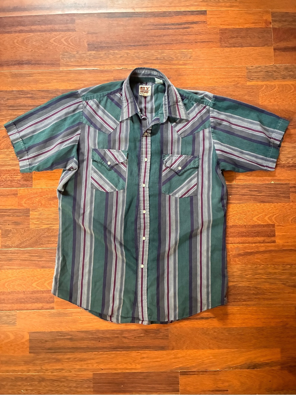 Ely Cattleman Vintage Style Striped Short-Sleeve Shirt - Green